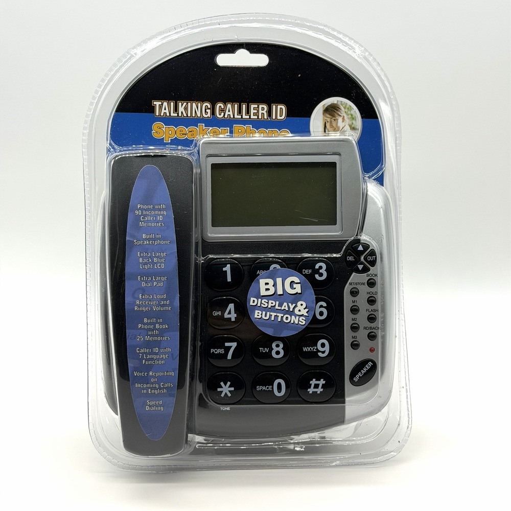 NEW Sakar Talking Caller ID Speaker Phone, Big Number/Buttons, Corded Landline